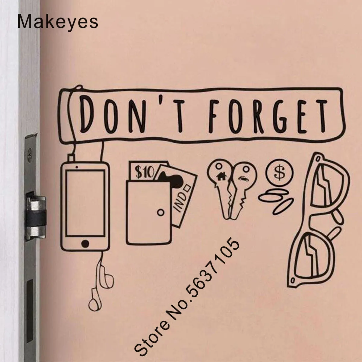 Наклейка на стену Makeyes «не забудьте о вещах», наклейка на стену, домашнее украшение для двери, Виниловая наклейка на стену, слова Deasign, современный стиль Q950