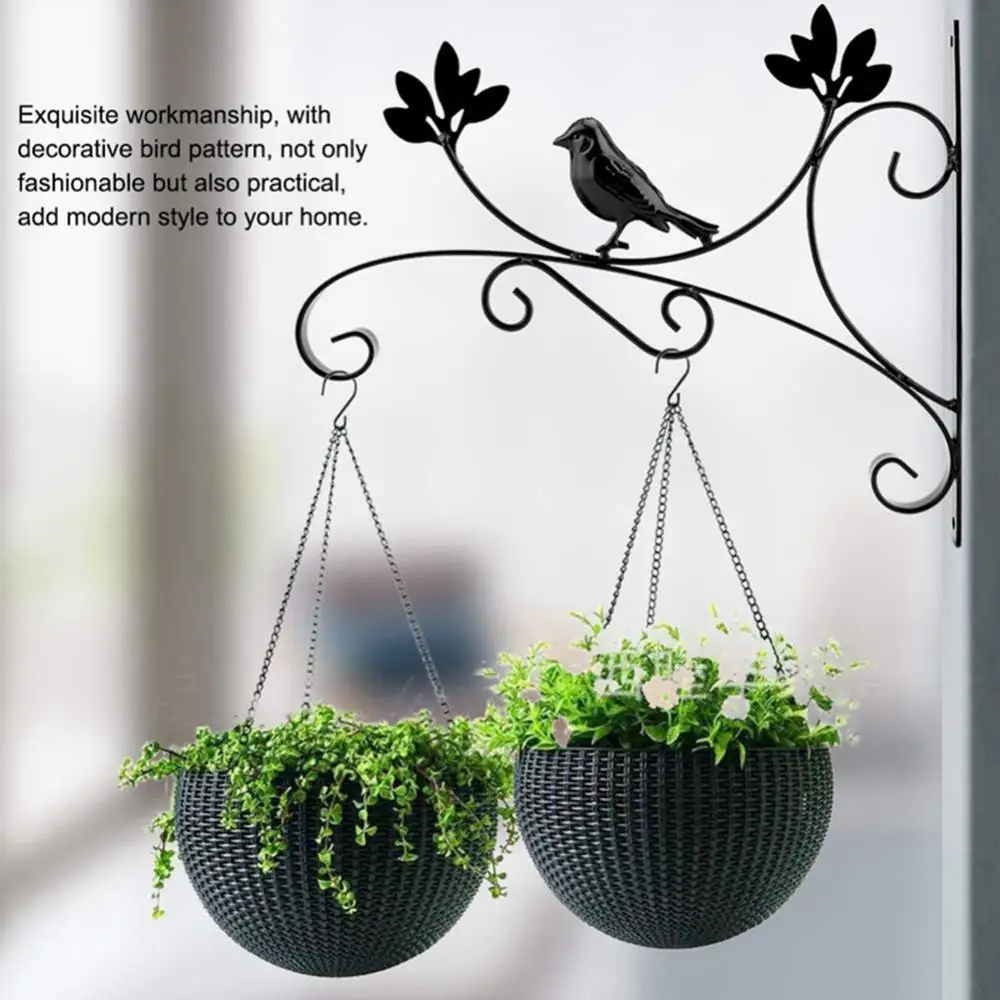 

Wall Hanging Metal Flower Basket Hanger Plant Iron Hook Garden Balcony Decor