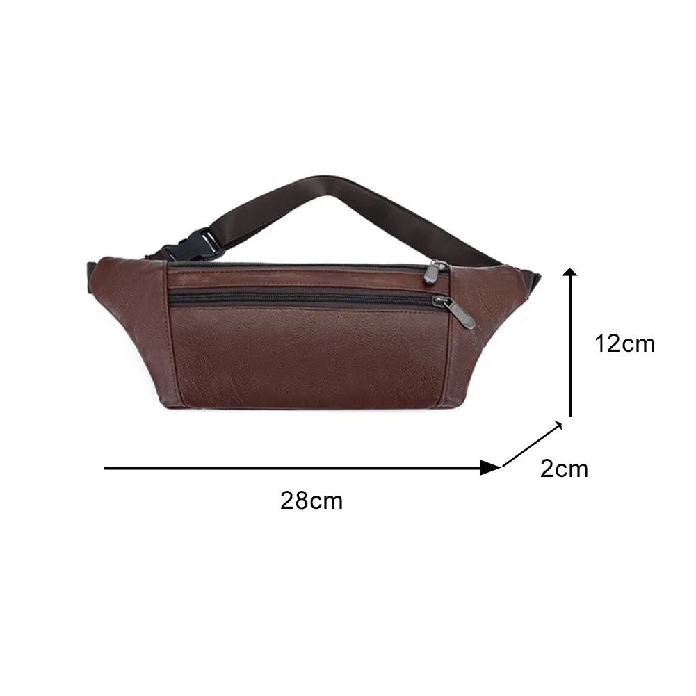 

Casual Solid Color Zipper Men's Chest Pouch Vintage Fanny Waist Pack Portable PU Leather Street Travel Shopping Crossbody Bags