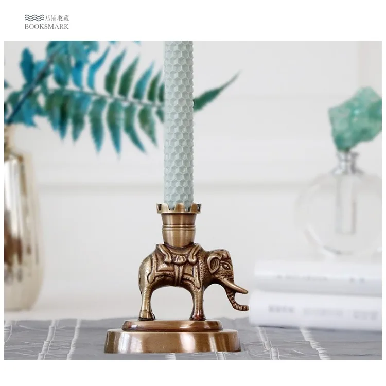 

Retro Brass Candle Holder Lucky Elephant Tea Light Candlestick Wedding Favor Centro De Mesa Home Living Room Decoration 30ZT260