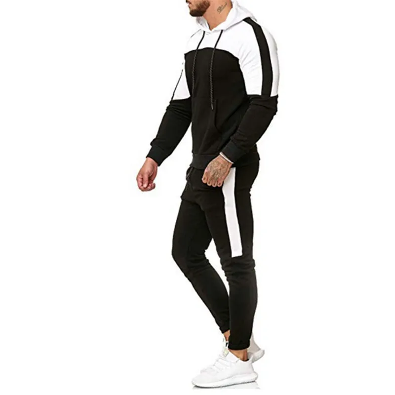 

Mens Tracksuit Jogging Suit Side Stripe Hoodies Set Man Fleece Hoodies and Pants Male Work Out Clothes Jogger Set Gym Clothing
