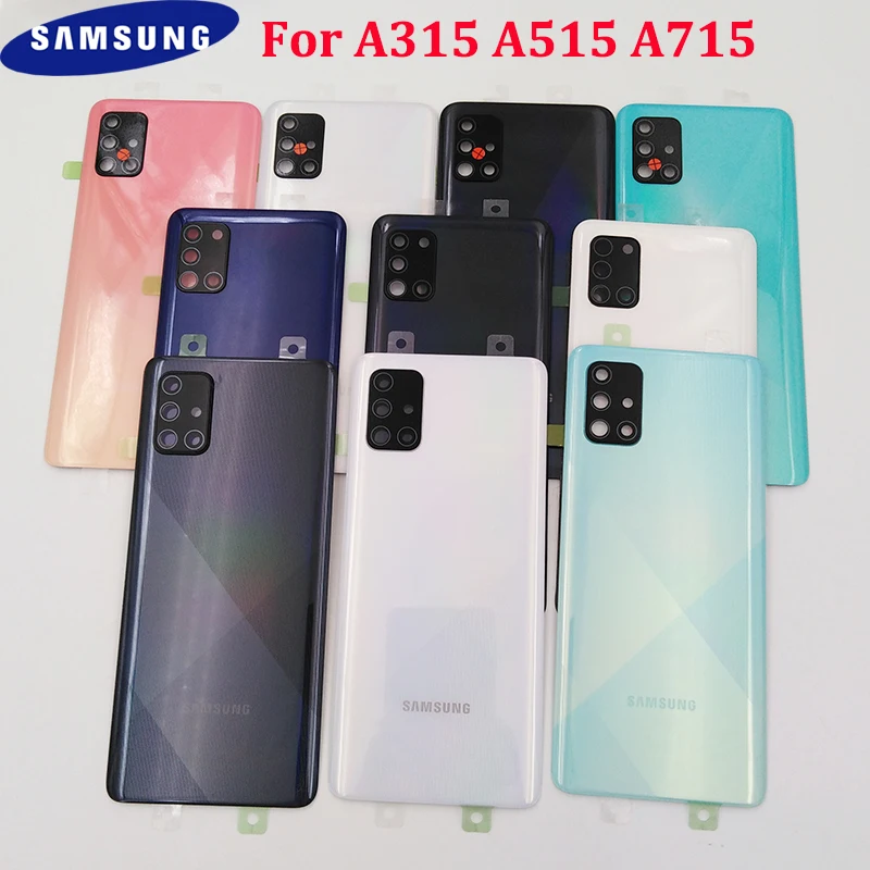 

Задняя крышка батарейного отсека, задняя крышка корпуса для SAMSUNG Galaxy A31 A51 A71 2020 A315 A515 A715, запасные части с объективом камеры
