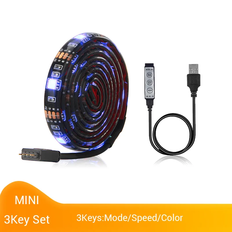 5V USB Светодиодные ленты 5050 RGB Светодиодные ленты светильник 5050 работы при прослушивании музыки по Bluetooth полосы IP65 Гибкая светодиодный лента ТВ фон светильник Инж - Испускаемый цвет: Mini 3Key Set