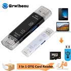 3-в-1 OTG кардридер Grwibeou Type C, MicroUSB и USB, высокоскоростной Универсальный OTG TFUSB для Android, компьютерные удлинители