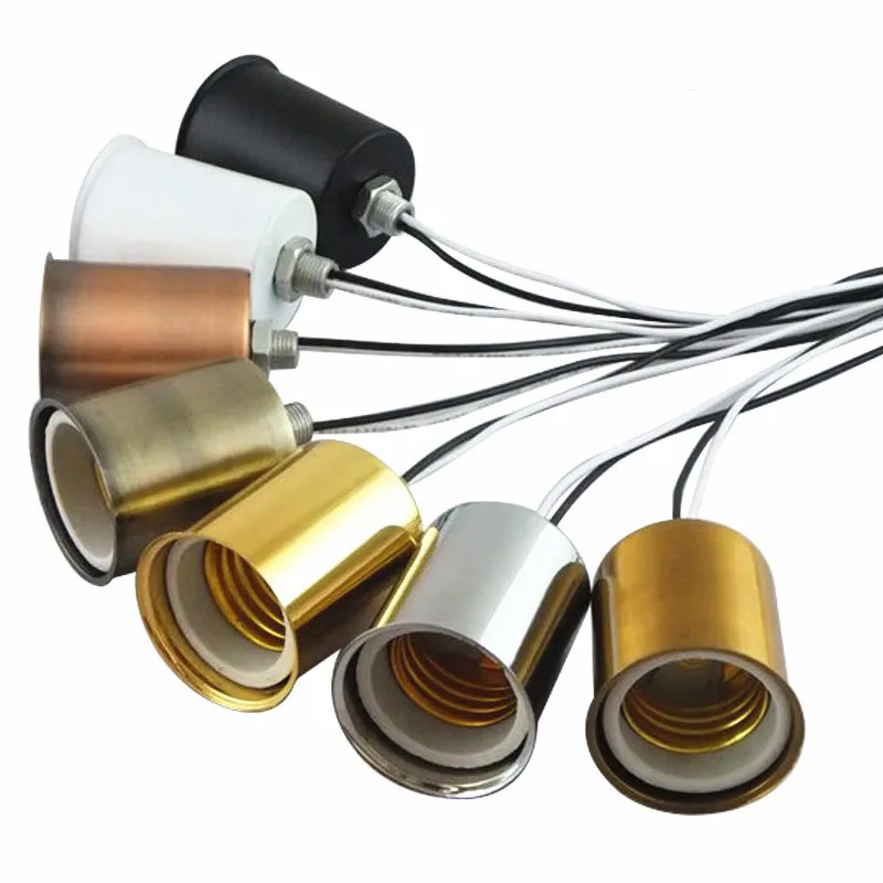 

2pcs E27 Vintage Retro Edison Ceramic Screw Bulb Base 220V Lamp Base Hang Socket Lamp Base Holder Light Fitting With 18cm Wire