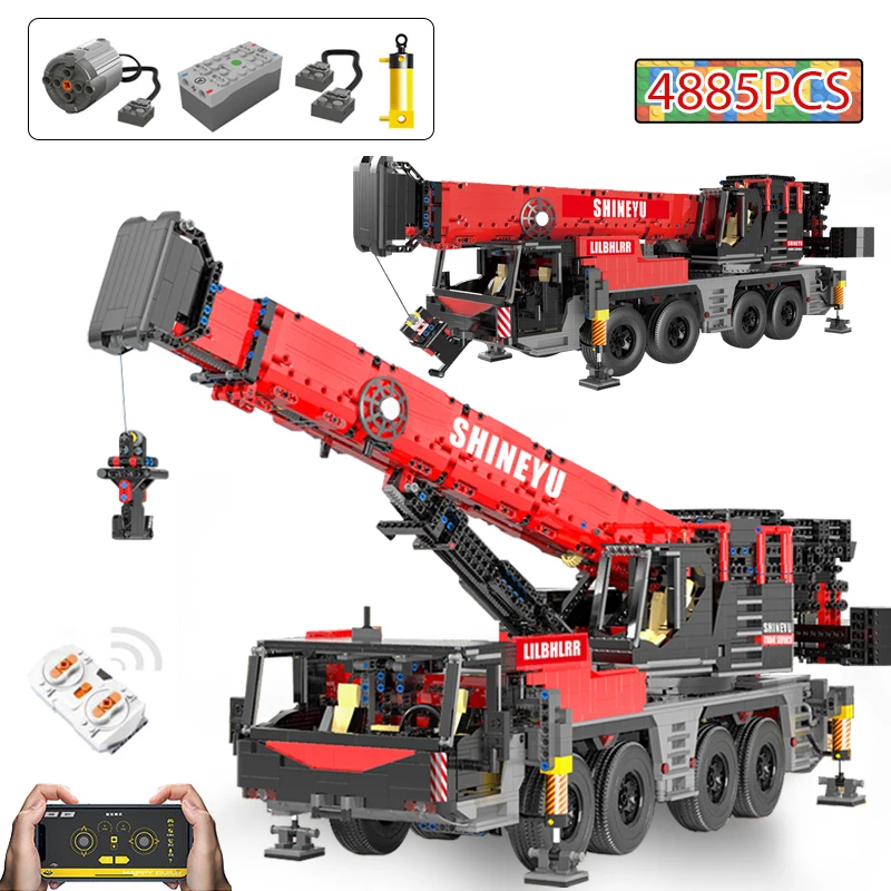 

City Technical Remote Control Large Engineering Crane Truck Car Building Blocks APP Programming RC Vehicle Bricks Toys For Boys