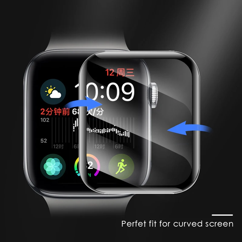 Черная изогнутая защитная пленка для экрана Apple watch 5 4 3 2 1, мягкое покрытие, полное покрытие, iwatch 44 40 38 42 мм, керамическая, устойчивая к царапинам