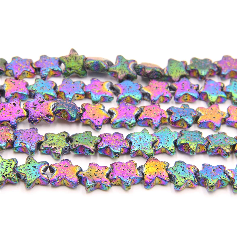Радужная Гальваническая вулканическая лава в форме звезды бусины из