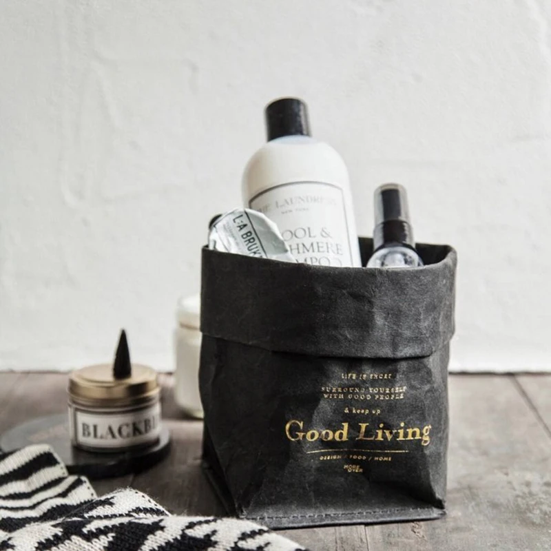 Моющаяся сумка для хранения из крафт-бумаги скандинавские небьющиеся растения