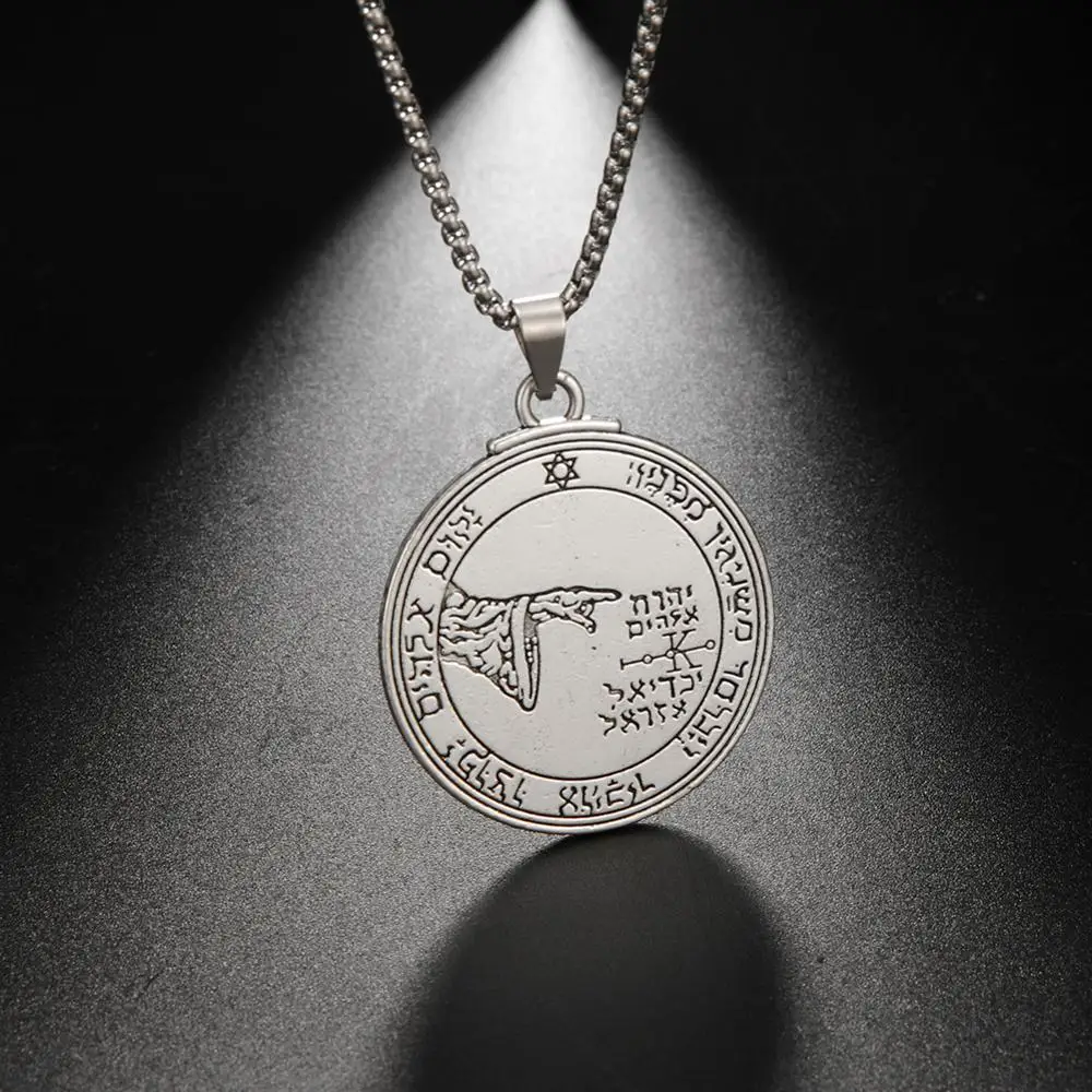 Fishhook Античный Серебряный Цвет пентакль Луны талисман ключ Соломона черный шнур