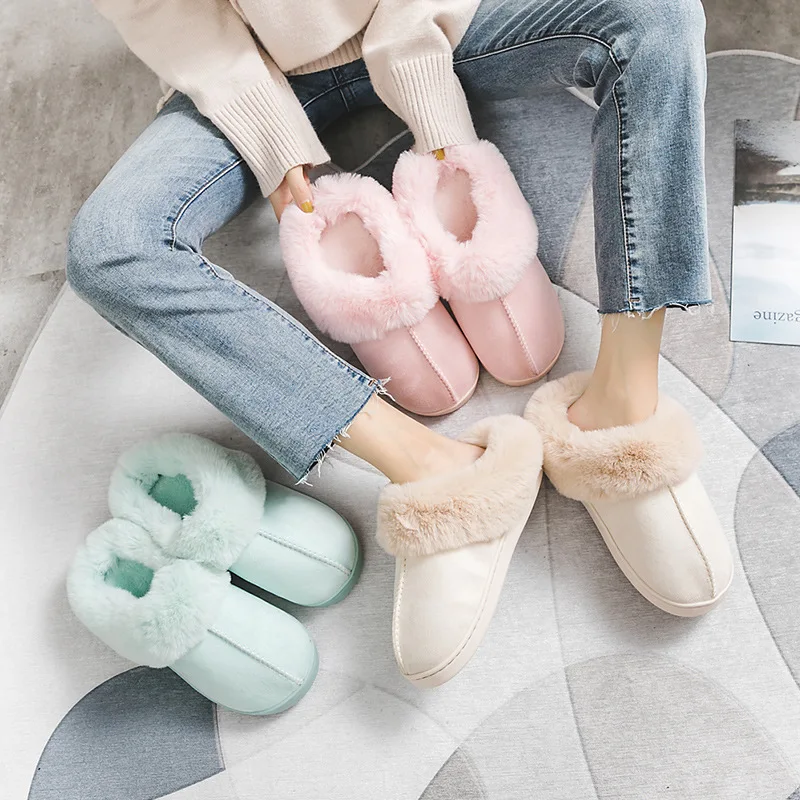 Женские домашние тапочки зимняя теплая обувь женские шлепанцы на плоской