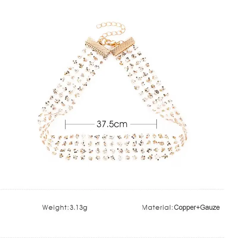 Женское ожерелье с цепочкой до ключиц модное элегантное из сетчатой ткани цвет