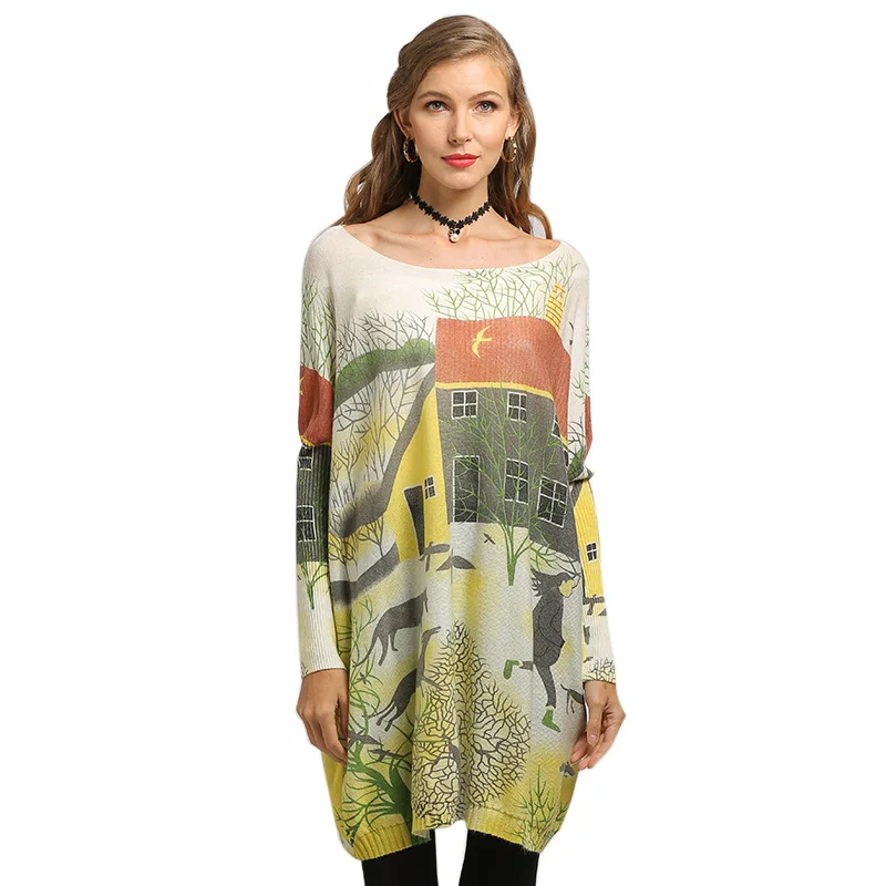 

Women's 2021 spring and autumn fashion printing cartoon O-neck long-sleeved T-shirt women's casual loose top women's clothing