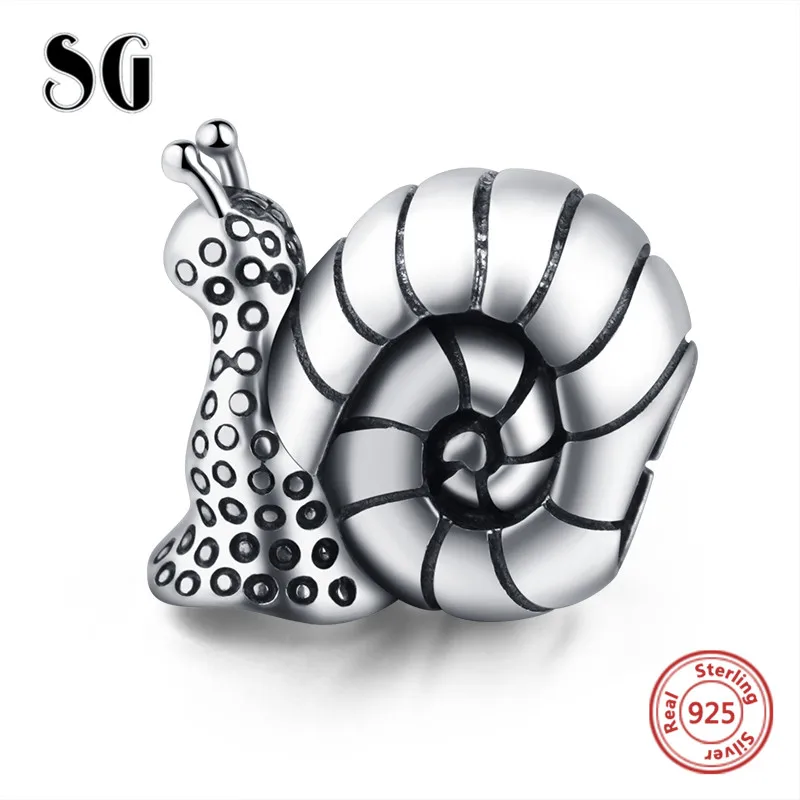 Новое поступление бусины-улитки в виде животных SG серебро 925 пробы Подходит для