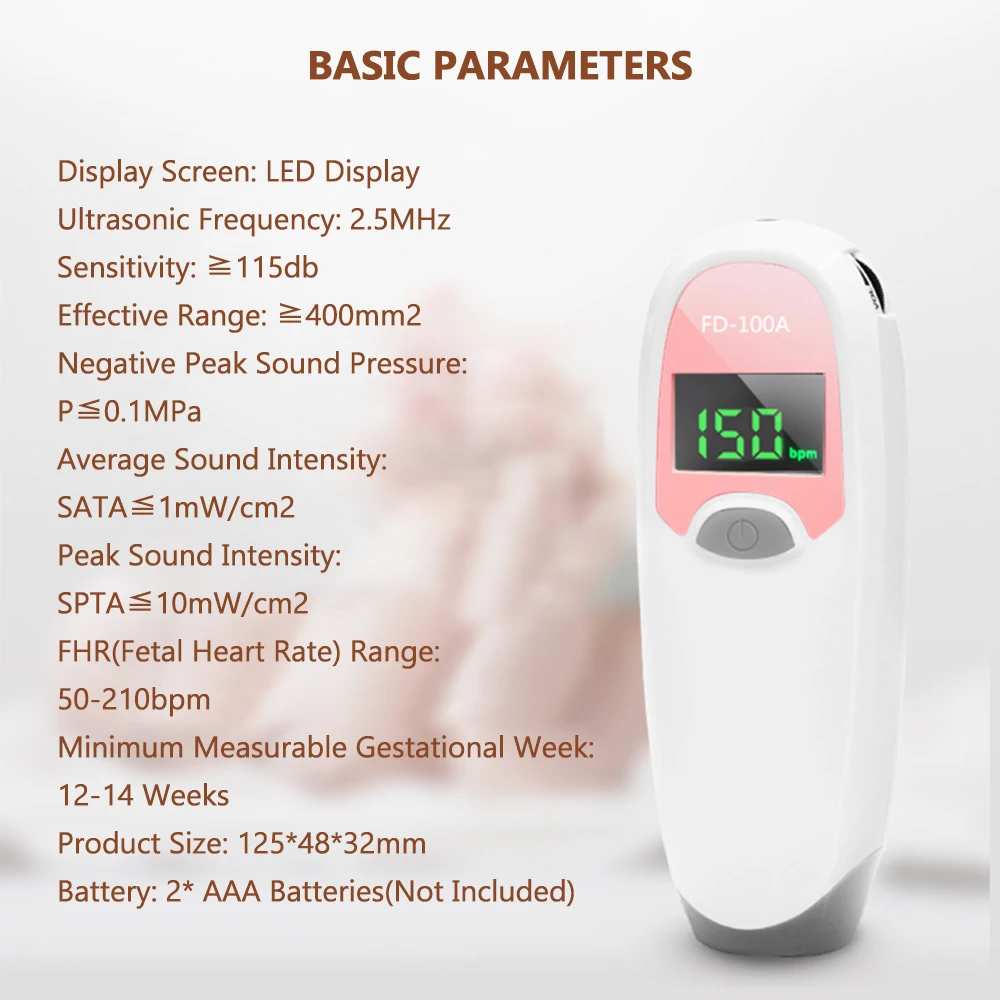 

2.5MHz Doppler Fetal Heart Rate Monitor Home Pregnancy Baby Fetal Sound Heart Rate Detector LCD Display No Radiation