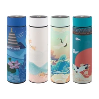portable stainless steel water bottle 480ml thermos mug chinese traditional style double wall insulated water bottle temperature