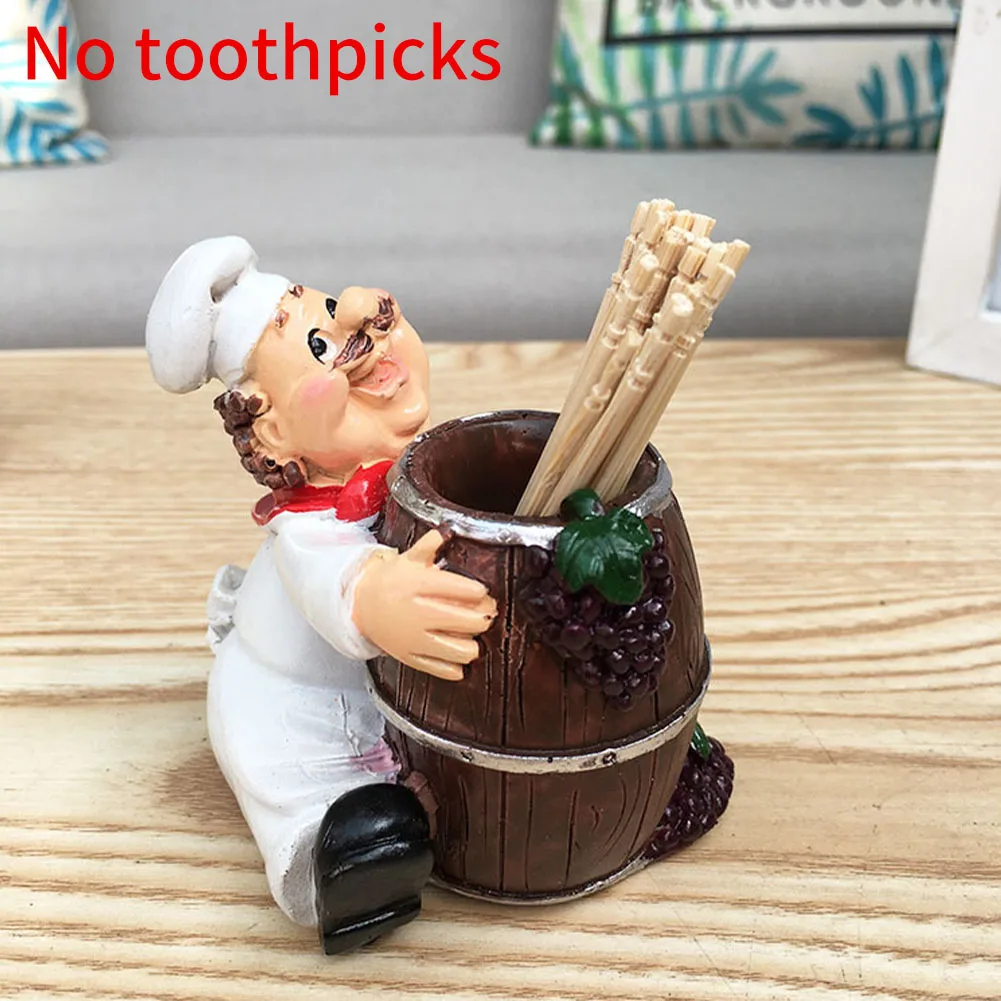 Toothpick Holder No Lid Nordic Style Resin Home Decor Dispenser Fat Chef Shape Storage Box Cartoon Kitchen Restaurant Container |