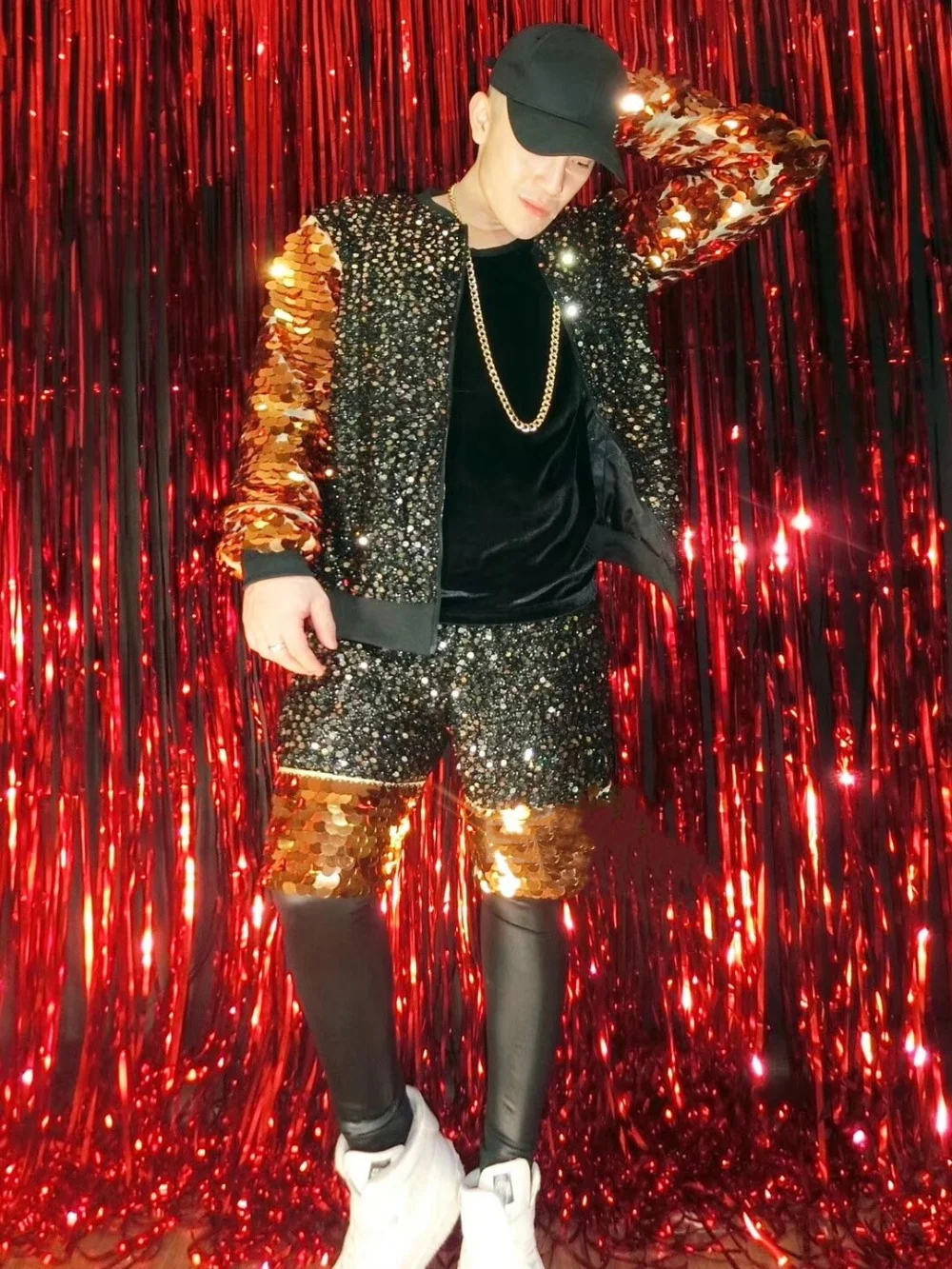 Сценический костюм в стиле хип-хоп с блестками и рок-танцовщица 2018 Tide Male Bar Singer DJDS