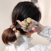 japan and south korea new candy color round bead hair tie rubber band triangle pearl ponytail hair accessories baby gift 2021