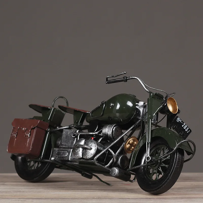 

Retro motorcycle WLA type motor handmade old ornaments army green wrought iron metal crafts model home decorations gifts TTBD70