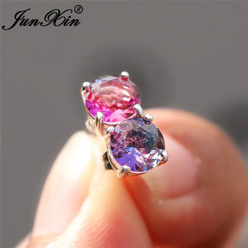 Mystic радужные огненные кристаллы круглые серьги с камнем белые золотые синие