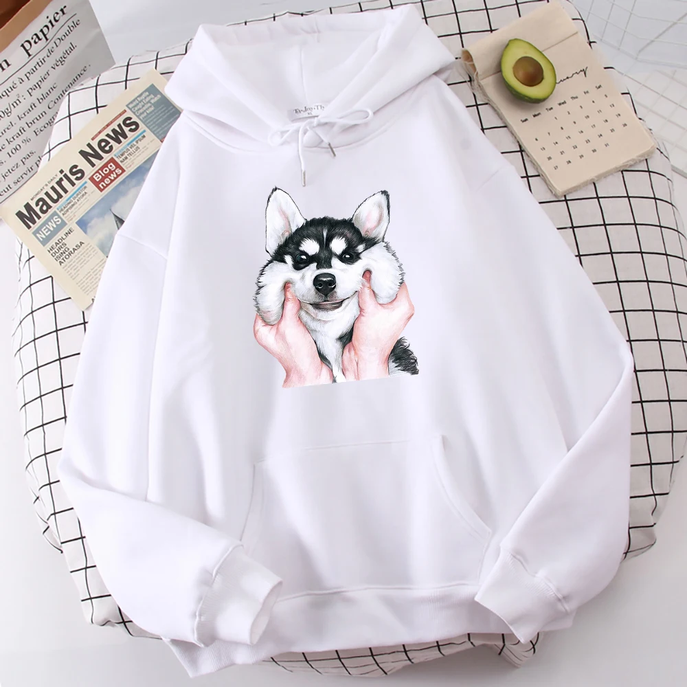 Прекрасный сибирский хаски с капюшоном для женщин повседневная теплая толстовка