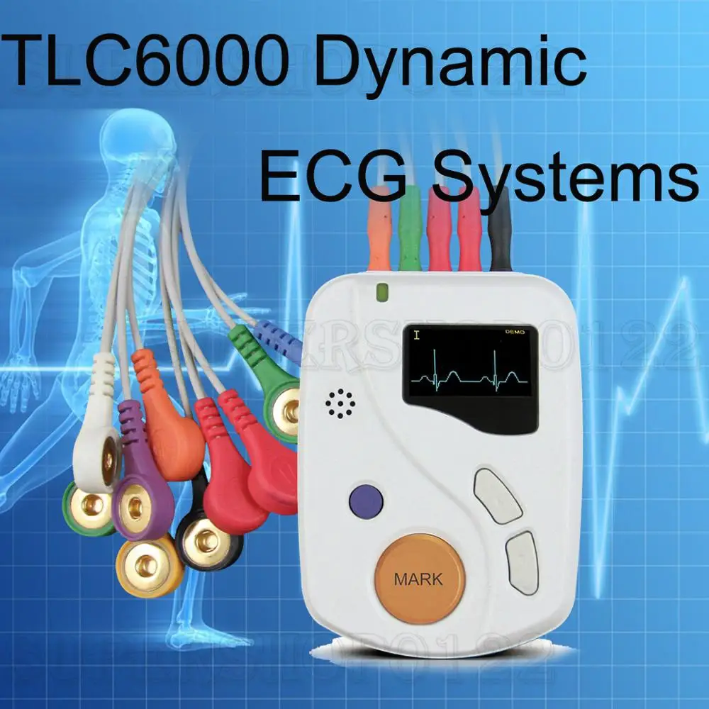 COTNEC динамический 48 часов TLC6000 12 свинцовый ЭКГ EKG Holter рекордер монитор Alalyzer