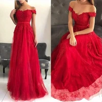 2020 elegant long mermaid off the shoulder prom dresses red applique floor length formal pageant evening gowns custom made