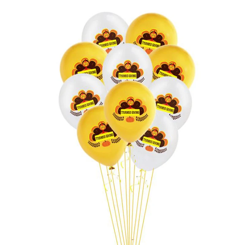 10 Pcs/set Cute Happy Turkey Latex Balloons Thanks Giving Day Decoration Gold White Thanksgiving Party Gifts | Дом и сад