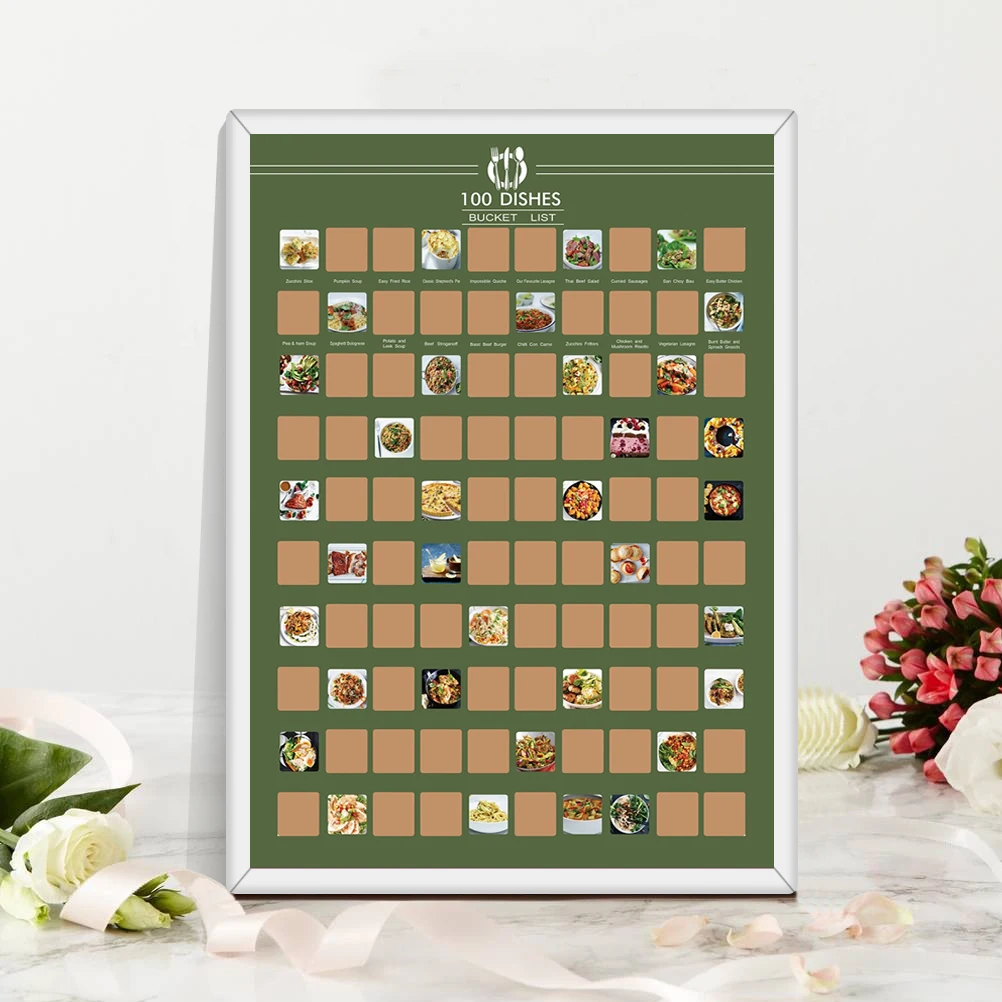 

100 List Scratch Menu Poster Delicious Food Poster Wall Hanging Decorative Poster for Home