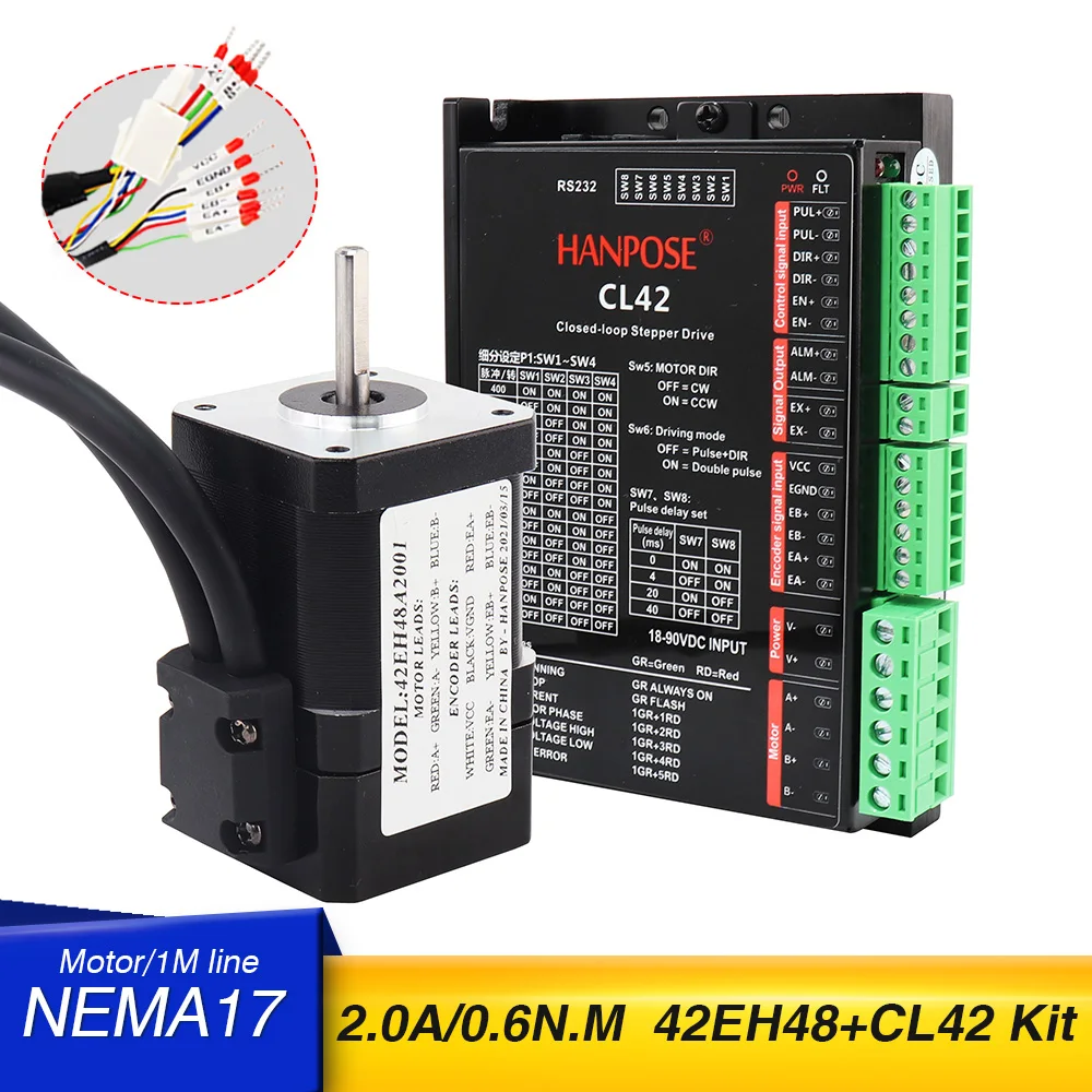Servo motor NEMA 17 Stepper Motor 2A 0.6N.M 42EH48A2001 and CL42 Closed Loop Servo Driver CNC Controller  - buy with discount