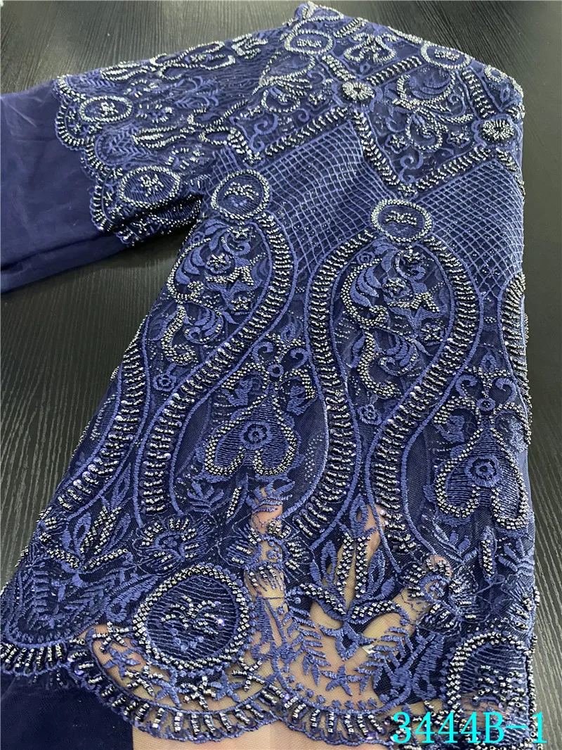 

NIAI Luxury African Beaded Lace Fabric 2020 High Quality Lace French Nigerian Tulle Lace Fabrics For Wedding Dress XY3444B-1