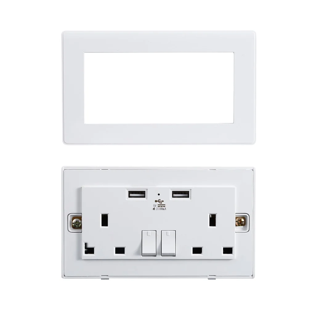 Одиночный/двойной AC 110 V-250 V UK розетка 2 USB 5VDC 2100mA зарядное устройство Выключатель