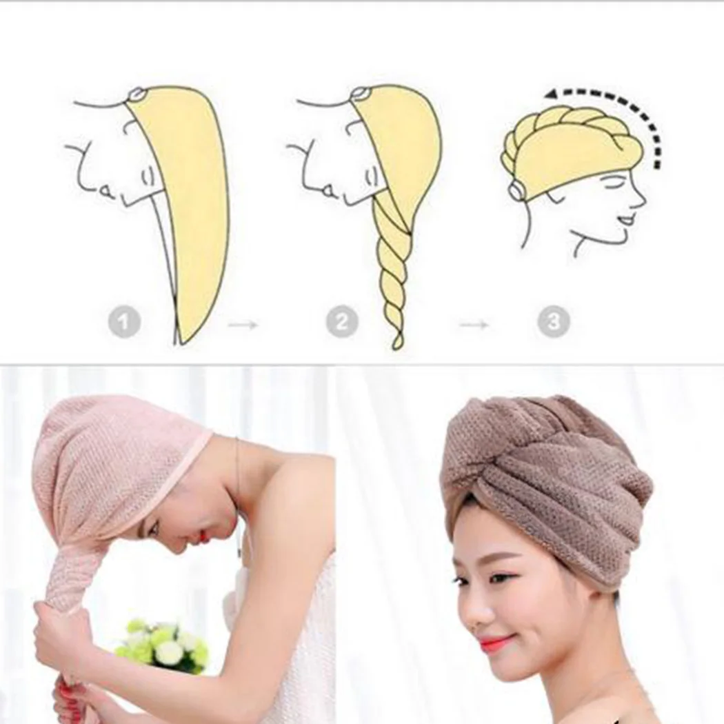 

1 X 24x60cm Quick Dry Towel New Quick Dry Head Shower Coral Velvet Cap Towel Hair Wrap Soft Microfibre Bath Turban