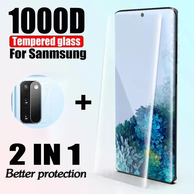 Закаленное стекло 2 в 1 для Samsung Galaxy S10 S20 S21 Plus защитная пленка экрана с