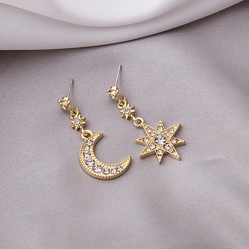 

New Crystal Trendy Star Women Earrings Star-moon Asymmetric Earrings Earrings Jewelry Earrings DWH5