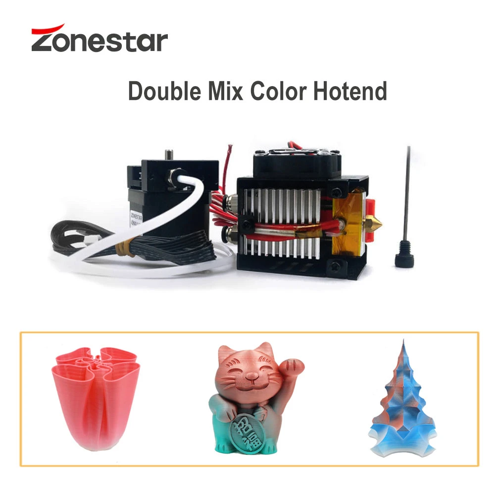 Обновленная разноцветная головка для 3D принтера ZONESTAR 24 В 2 в 1 печатающая