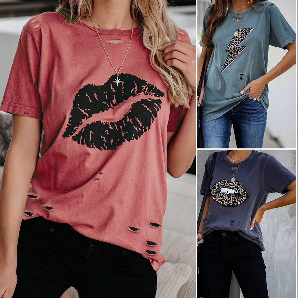 

Женская футболка с коротким рукавом и круглым вырезом, однотонная