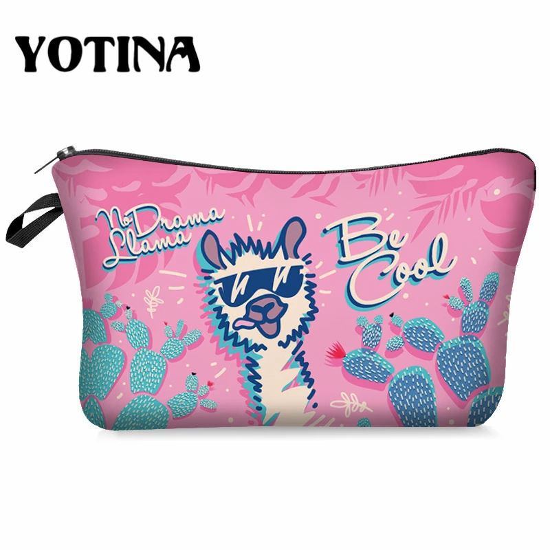 bpd54183 Yotina женская косметичка llama 3D печать с разноцветным рисунком Макияж сумка на молнии путешествий Органайзер для макияжа - Цвет: bpd54183