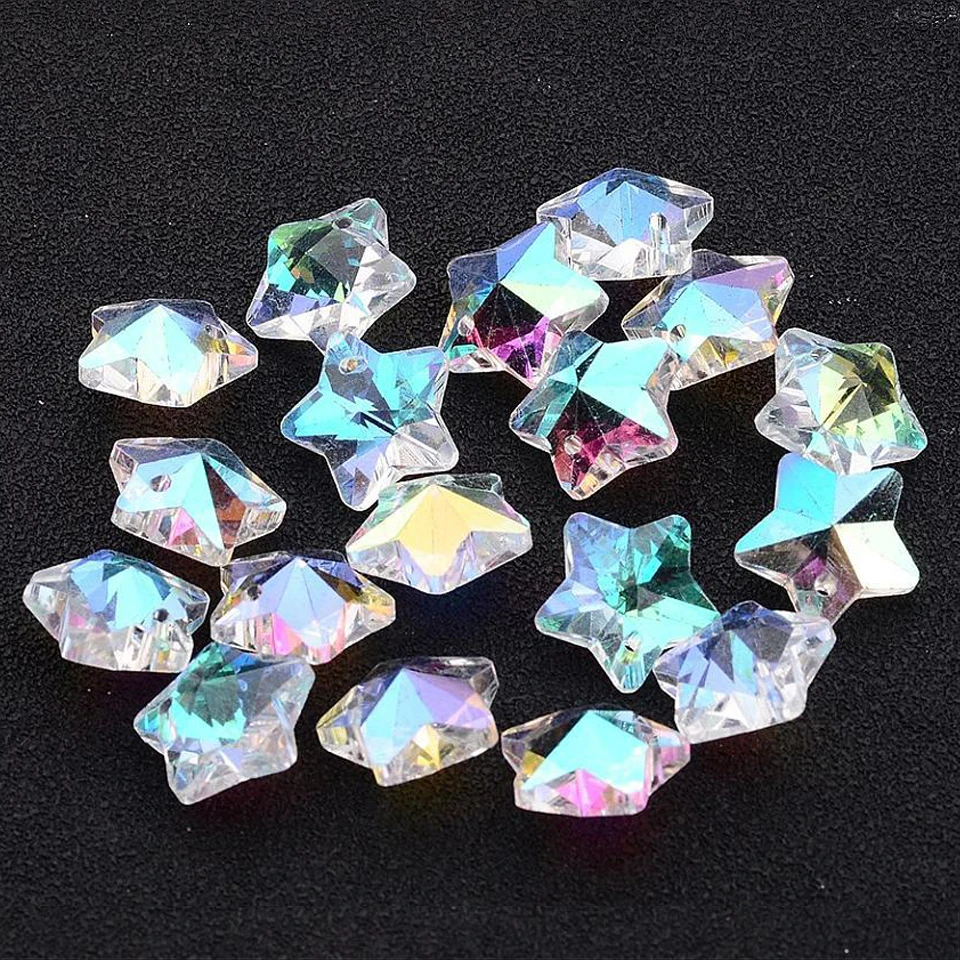 Стеклянные Подвески талисманы 200 шт. ограненные Рождественские звезды сердце