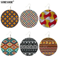 somesoor african wax fabric fleurs the yards ankara pattern both sides printing wooden drop round earrings for women