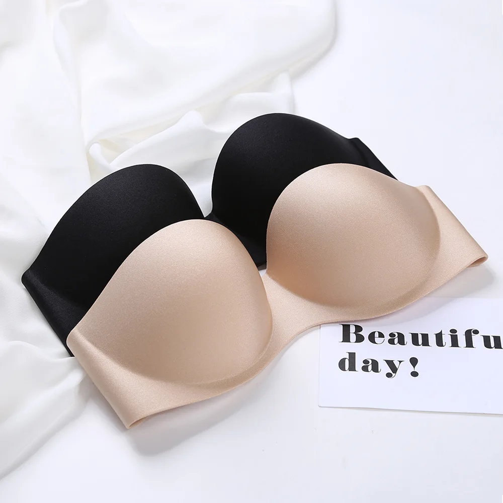 

Push Up Bra Without Underwire Summer Strapless Seamless Invisible Bra Women's Thin Sexy Gather Underwear Easy Comfort Bra