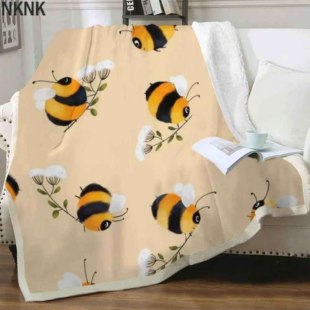 

NKNK одеяло с пчелами Brank s животное тонкое стеганое покрывало с цветами для кровати прекрасное плюшевое покрывало шерпа одеяло с животными вы...