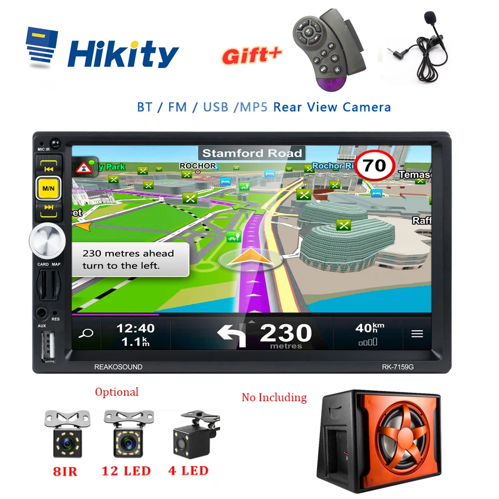 Автомагнитола Hikity 2 din 7 &quot gps навигация Bluetooth AUX FM 2din с дистанционным управлением