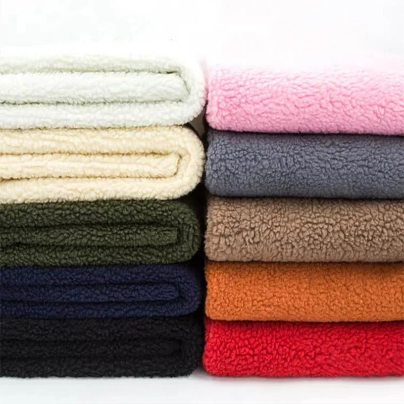 

Lamb Wool Fabric Winter Lining Thicken Polar Fleece Fabric Winter Clothing Plush Shoes Hats Handmade DIY Knitted Cloth Sewing