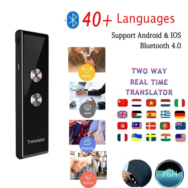 Умный мгновенный переводчик голоса на 40 языков совместимый с Bluetooth 4 0 2-полосный