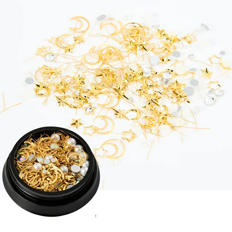 1 коробка 3D металлические украшения для ногтей жемчужные камни смешанные DIY