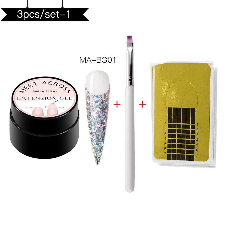 Быстрый гель для наращивания 6 цветов голографический Блестящий акриловый