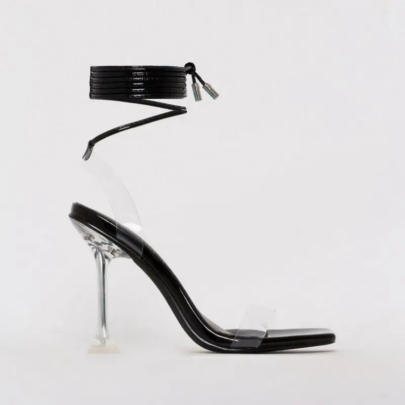 

Summer New Cross Strap Women High Heel Sandals Ankle Lacing Light Slingback Sandals for Womens Open Toe Dress Shoes