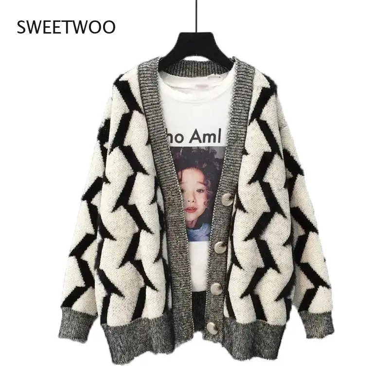 

Женский полосатый кардиган из шенилла, свободный мягкий восковой толстый свитер в Корейском стиле, Осень-зима 2021